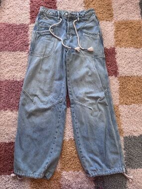 Free People Love Language Mid Rise Drawstring Jogger Jeans